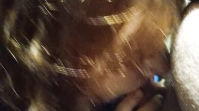 Public blowjob, first time cum in mouth and gag