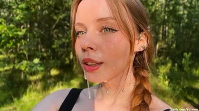 BEST blowjob in the FOREST from a Blonde with Green eyes