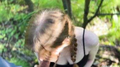 BEST blowjob in the FOREST from a Blonde with Green eyes