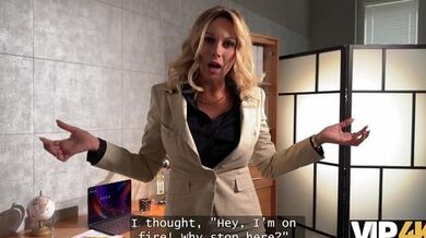 VIP4K. Busty blonde Karina King used her big fake boobs to pay her debt off (Denis Marti)