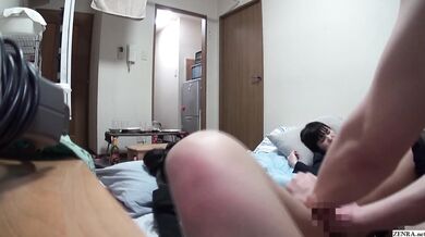Bottomless Japanese female employees after work sex party