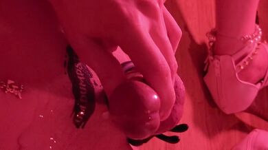 Asian sissy femboy dances and cums with a close up cumshot