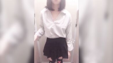 Exhibicionist Asian Ladyboy selfie stick videos flashing her cock on the street