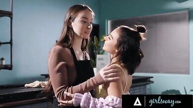 Two girls are going to screw each other in a public spot