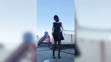 Asian Ladyboy exchibicionist showing the cock in public