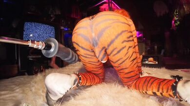 Butt Girl vs Huge Anal Dildos Cosplay Tigra Pt 1