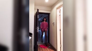 Asian Ladyboy masturbating her dick flashing it to a woman, and cum