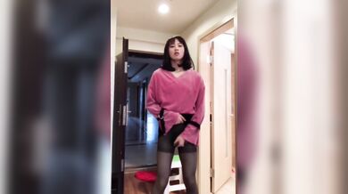 Asian Ladyboy masturbating her dick flashing it to a woman, and cum