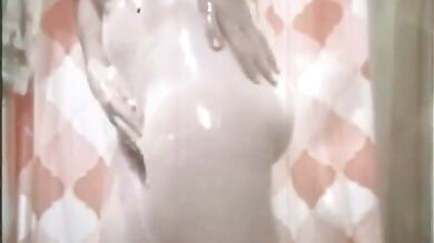 vintage blonde in shower scene