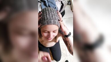 Wife sucks hard cock and gets a huge facial